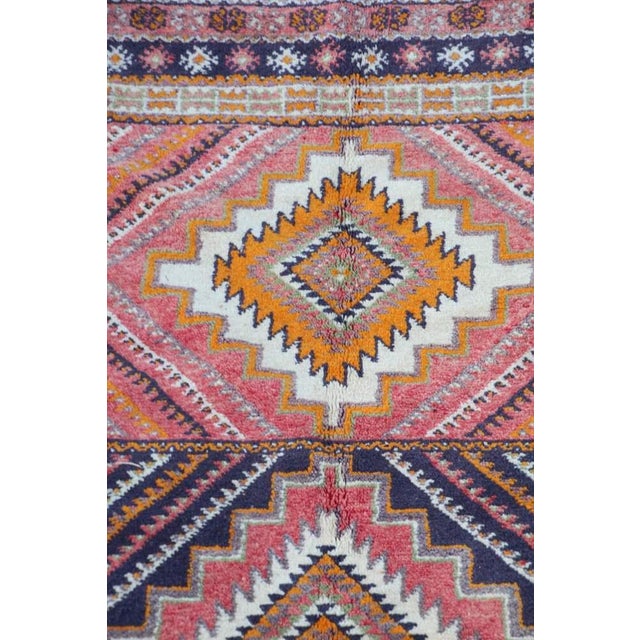 Vintage Moroccan Taznakht Tribal Wool Rug in Brown, Orange and Pink, 1960s For Sale - Image 16 of 17