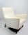 Hard to find form designed by Jens Risom. This lounge chair is currently in white vinyl upholstery (shows wear), on solid...