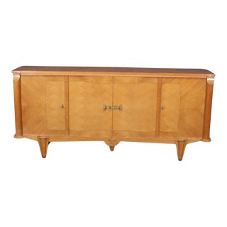 Andre Arbus Style Cherry Marquetry French Art Deco Sideboard Buffet Circa 1940 For Sale