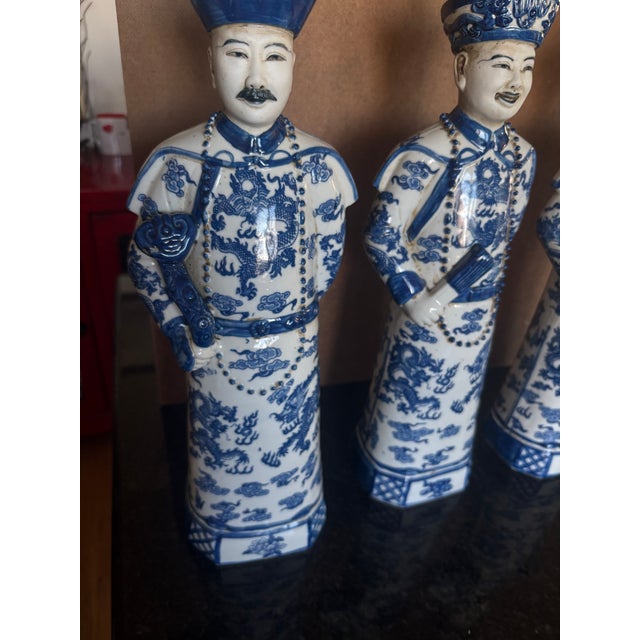 Vintage Chinese Porcelain Qing Dynasty Emperors Statues For Sale - Image 4 of 6