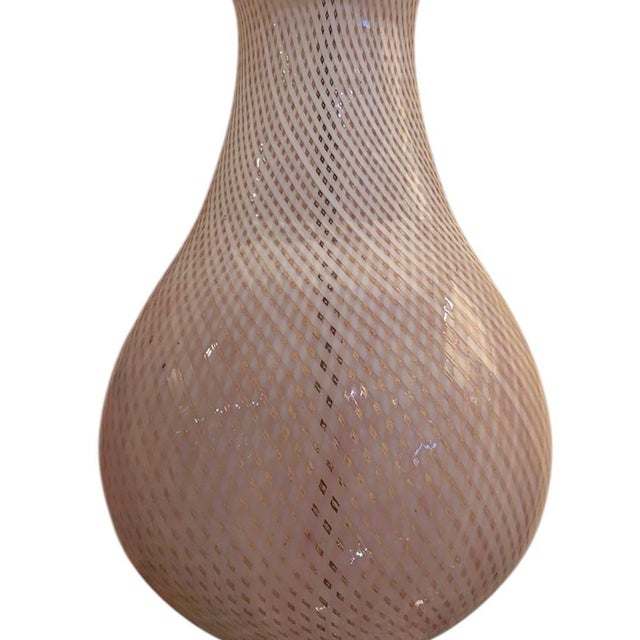 1950s Pair Hand-Blown “Latticino” Lamps Attributed to Murano For Sale - Image 4 of 4