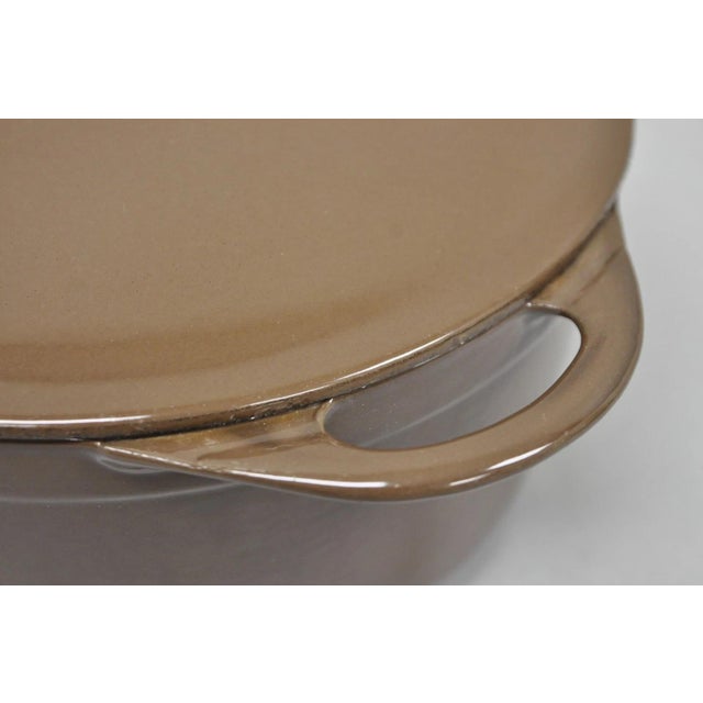 Metal Vintage Cousances France Enameled Cast Iron Dutch Oven Pot Chocolate Brown # 22 For Sale - Image 7 of 17