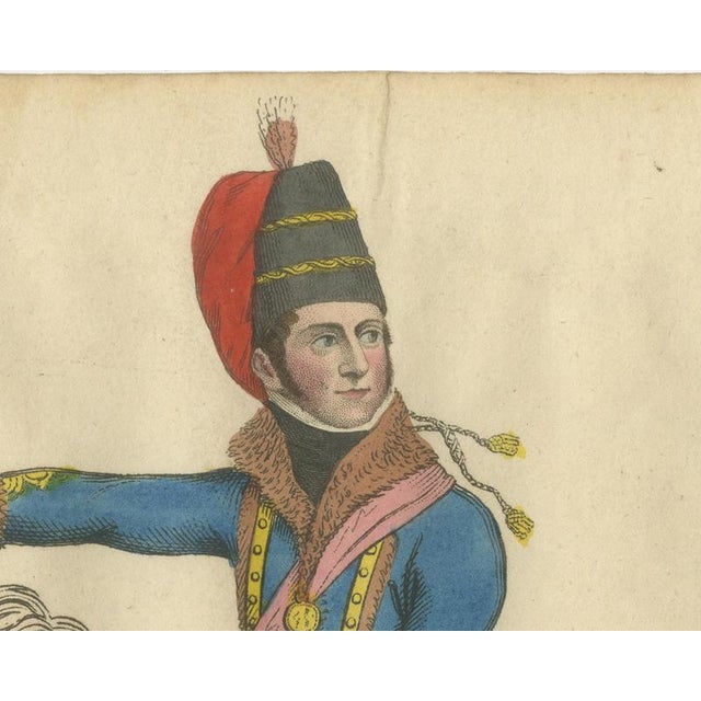 Richard Evans, Marquis of Anglesey in Hussar Uniform with Raised Saber, Hand Colored, 1815, Engraving For Sale - Image 4 of 8