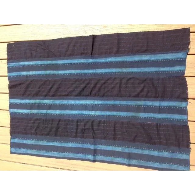 1970s Verre Blue-Striped Fabric Throw For Sale - Image 5 of 5