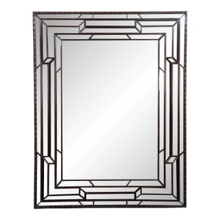 Theodore Alexander Venetian Art Deco Geometric Mahogany Pavlovsk Mirror For Sale