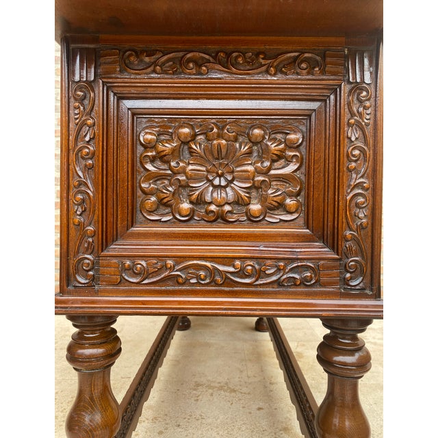 Spanish Carved Wood Sideboard With Floral Decoration, Mid-20th Century For Sale - Image 16 of 18