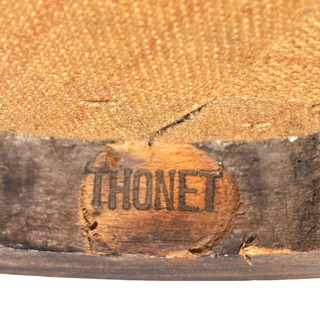 Brown Vienna Secession Bent Oak Armchair W/ Cat Needlepoint Seat by Thonet No.010 For Sale - Image 8 of 8