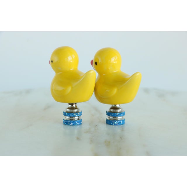 Rubber Duckie Lamp Finials on Chrome Hardware - A Pair For Sale - Image 10 of 11