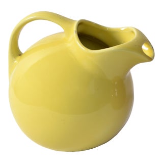 1940 Art Deco Hall California Yellow Art Deco Ball Glazed Pottery Stoneware Pitcher For Sale