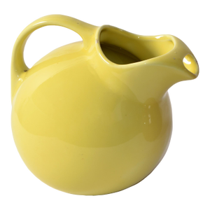 1940 Art Deco Hall California Yellow Art Deco Ball Glazed Pottery Stoneware Pitcher