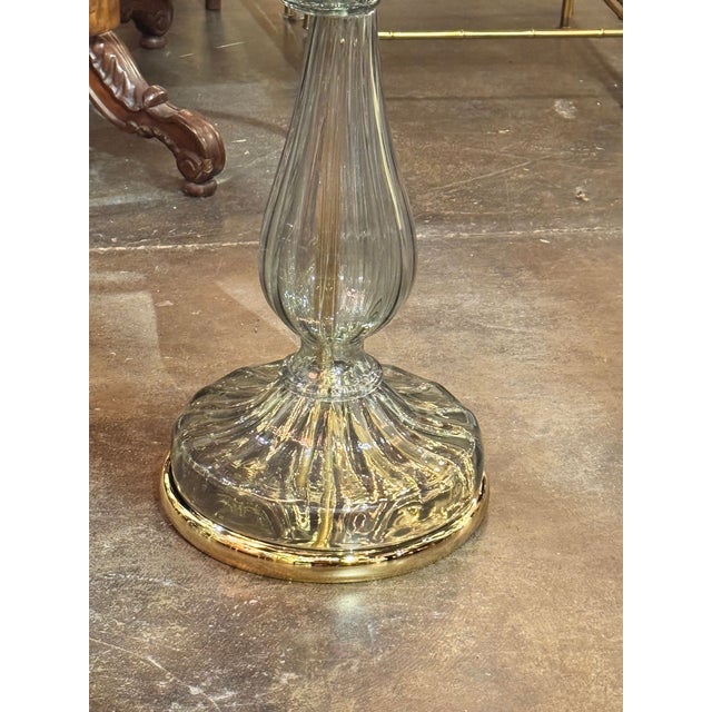 Green Pair of Murano Glass Fontana Green Side Tables For Sale - Image 8 of 17