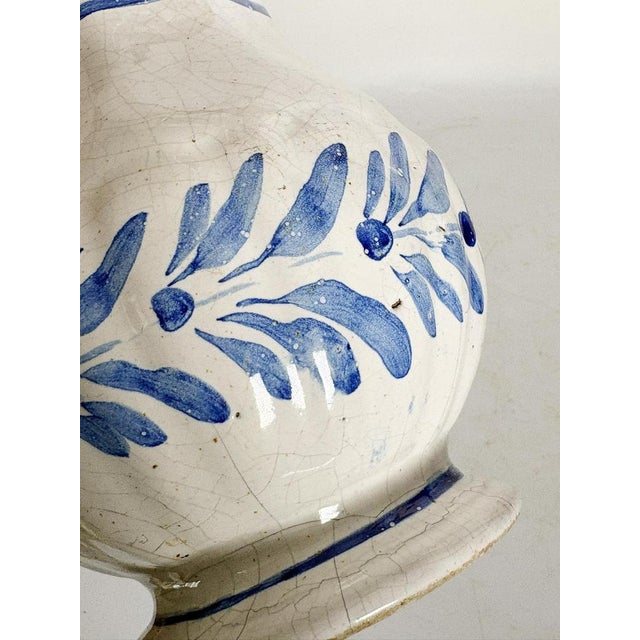 Hand-Painted Blue and White Pottery Jug, 19th Century For Sale - Image 9 of 11