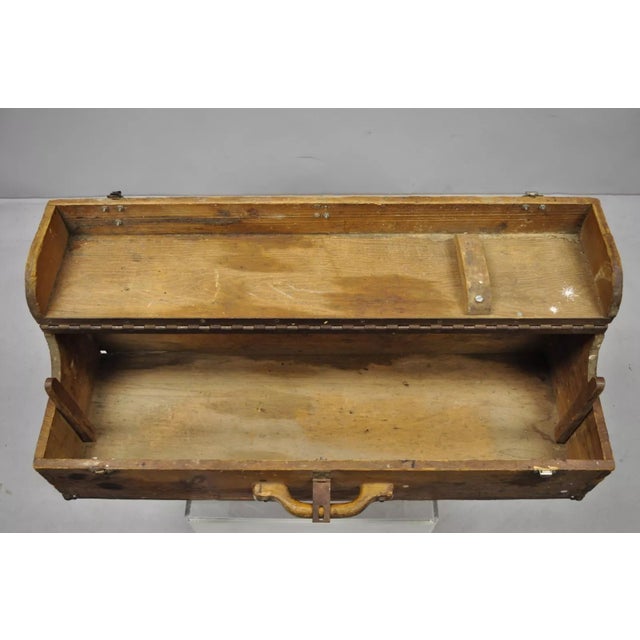 Antique Wooden Tool Chest Storage Box Carved Initials Signed "t.j.b. "78" For Sale - Image 11 of 11