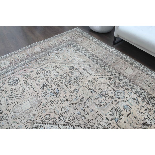 Textile 1970s Vintage Persian Handmade Wool Cotton Light Gray Area Rug For Sale - Image 7 of 11