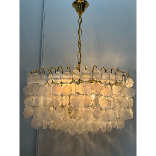 Capiz Chandelier with Gold Frame, 2019 For Sale - Image 3 of 10