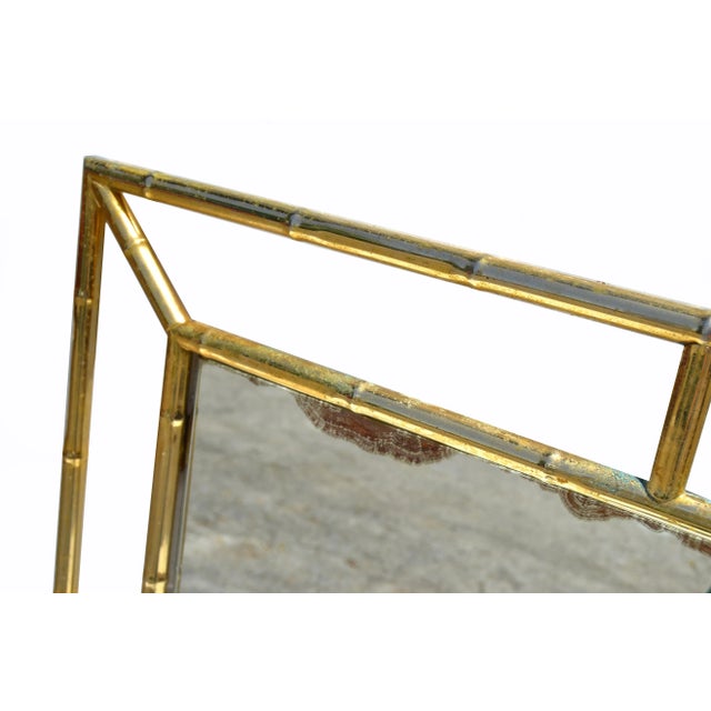 Mid Century Modern Brass Faux Bamboo Wall Mirror Italy For Sale In Miami - Image 6 of 11