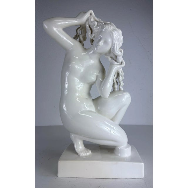 Vintage Oversized Blanc De Chin Deco Inspired Figural Sculpture For Sale - Image 9 of 9