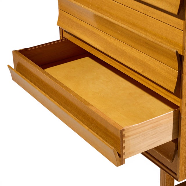 Paul Laszlo for Brown Saltman Mid Century Bleached Mahogany Highboy Dresser For Sale In Chicago - Image 6 of 8