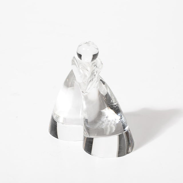 Glass Mid-Century Minimal Abstract Figurative Crystal Sculpture Signed Steuben For Sale - Image 7 of 12