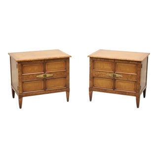 Henredon Sequent Mid Century Burlwood Nightstands - Pair For Sale