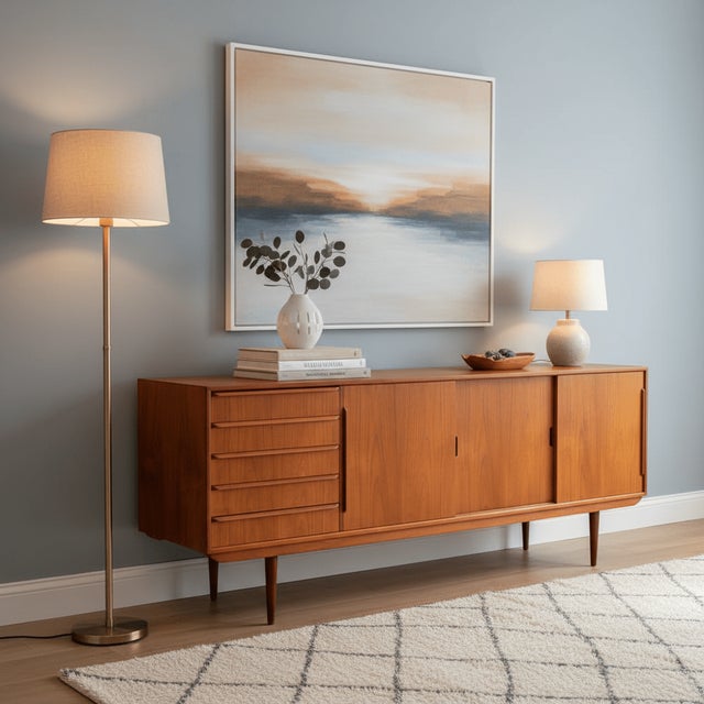 Danish Teak Sideboard with Sliding Doors and Drawers, 1960s For Sale - Image 4 of 17