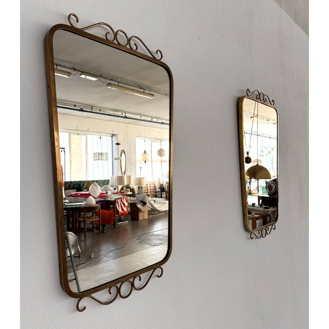 Mid-Century Italian Brass Wall Mirror with Decorations in the style of Gio Ponti, 1970s For Sale - Image 11 of 15