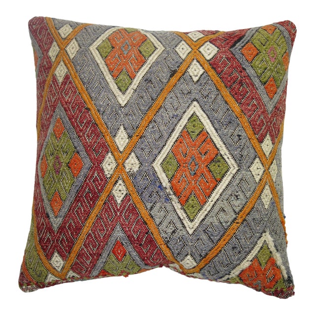 Colorful Turkish Cicim Square Pillow For Sale