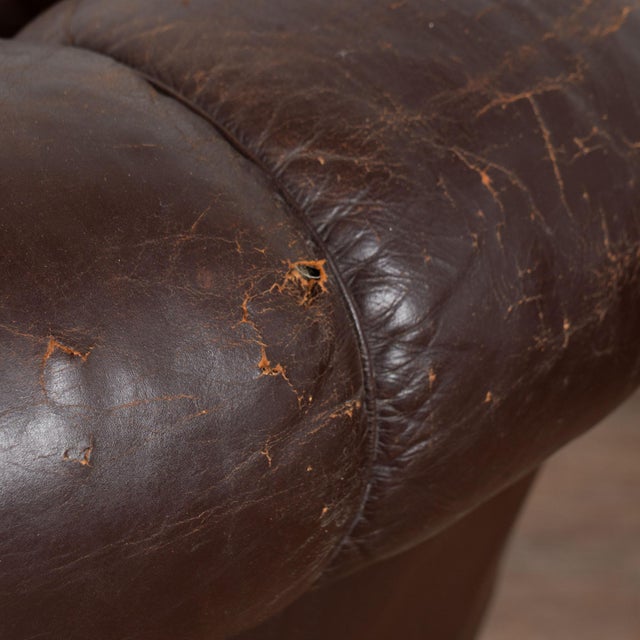 Pair of Vintage Brown Leather Chesterfield Club Chairs From Denmark For Sale - Image 12 of 14