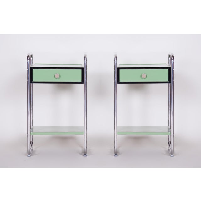 Bauhaus Side Tables in Chrome-Plated Steel and Wood, Czech, 1930s, Set of 2 For Sale - Image 12 of 18