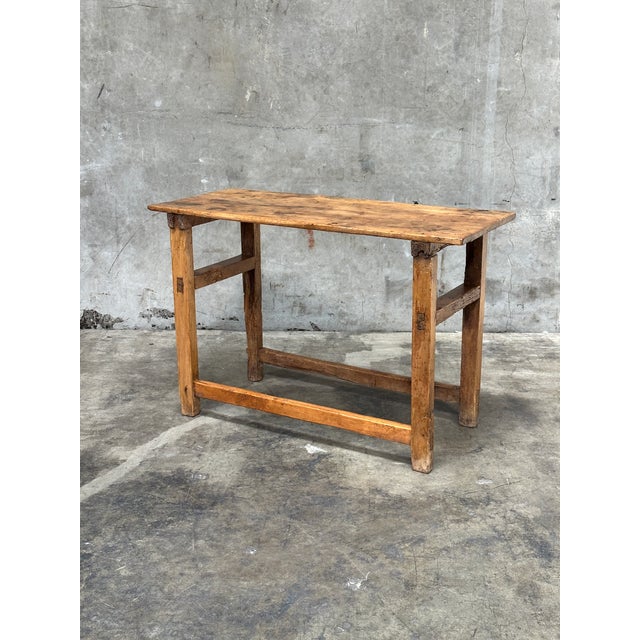 Brown 19th Century French Provincial Farm Table Primitive Console For Sale - Image 8 of 10