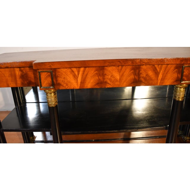 1920s Antique French Empire Flame Mahogany Mirror Back Console Table For Sale - Image 11 of 18