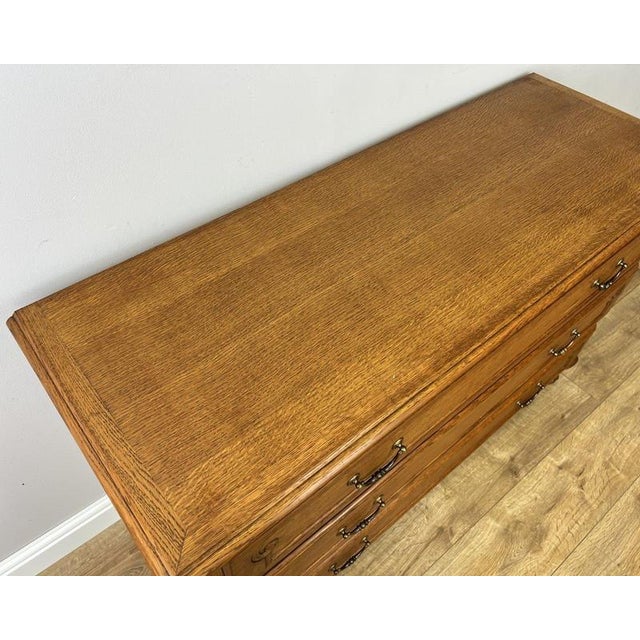 Gold Vintage Louis French Oak Chest of Drawers with Three Drawers For Sale - Image 8 of 12