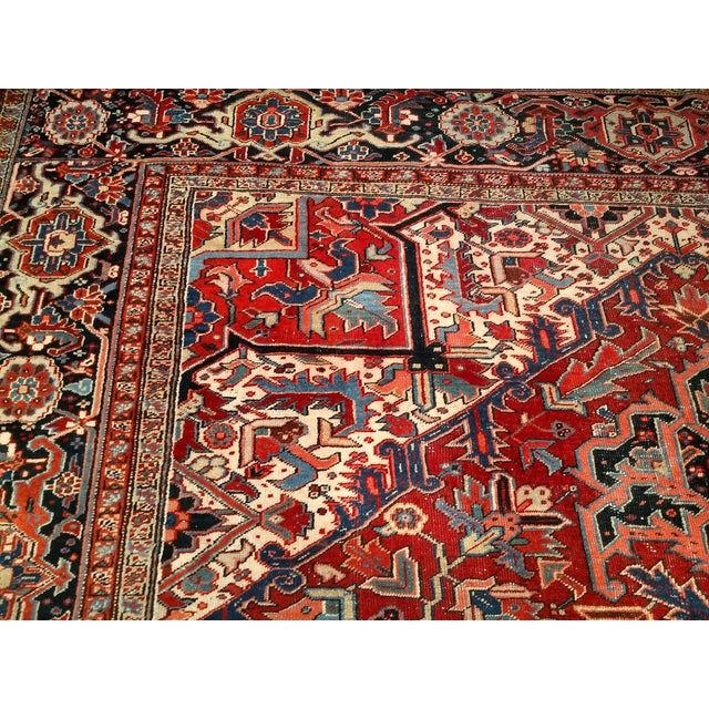 Red Early 20th Century Heriz Rug For Sale - Image 8 of 12
