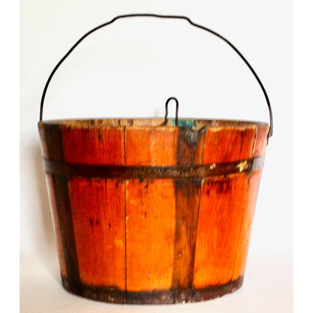 Farmhouse Antique American Staved Maple Sap Bucket For Sale - Image 3 of 14