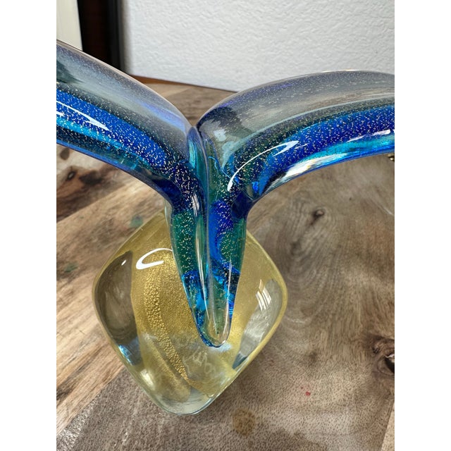Murano Bird Art Glass Sculpture With Blue & Gold Aventurine by Sandro Frattini, 21/70 For Sale - Image 9 of 11
