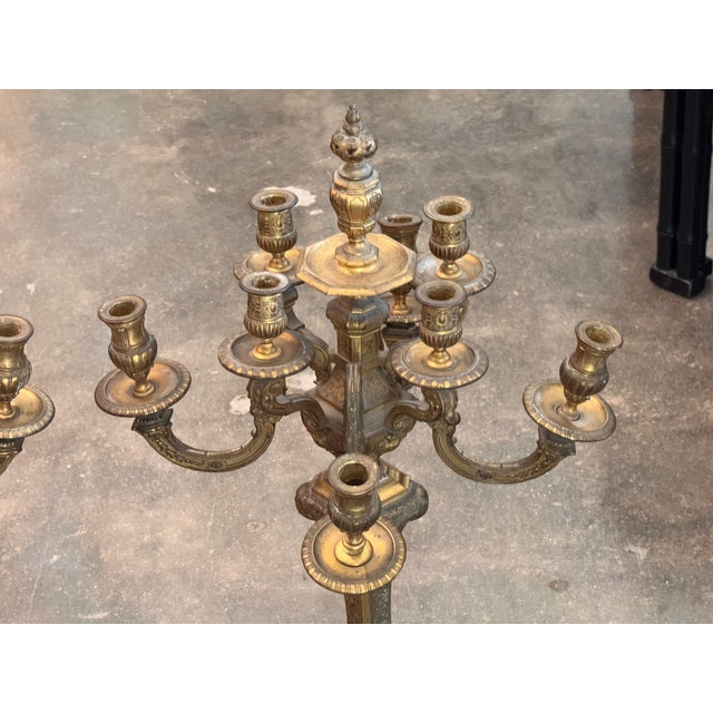 Pair of Gilt Bronze Five-Light Candelabra For Sale - Image 11 of 12