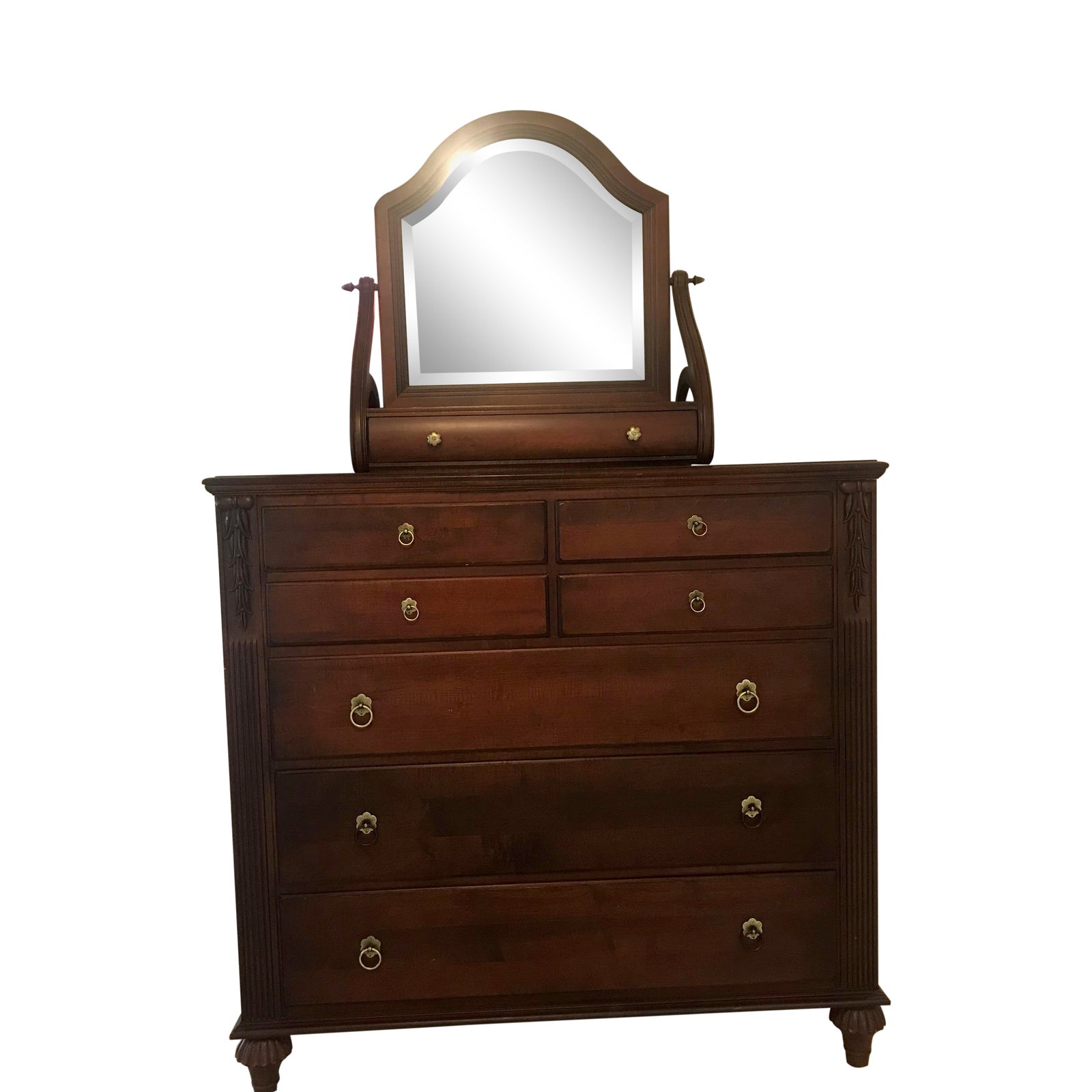 Ethan Allen Dawson Tall Dresser With Cinnabar Mirror From the British