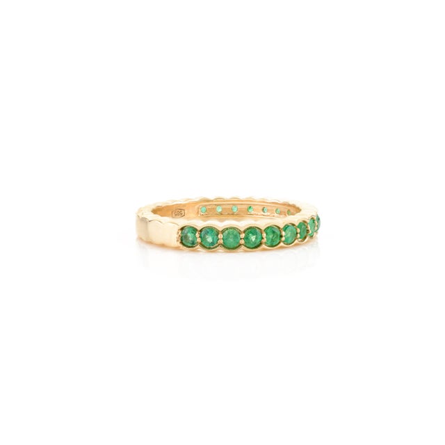 Not Yet Made - Made To Order Stackable Round Cut Emerald Band Ring in 14k Gold Size 6.5 For Sale - Image 5 of 12