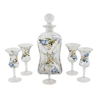 Danish Hand-Painted 'Glug Glug' Decanter Set For Sale