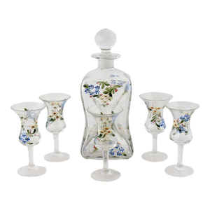Danish Hand-Painted 'Glug Glug' Decanter Set
