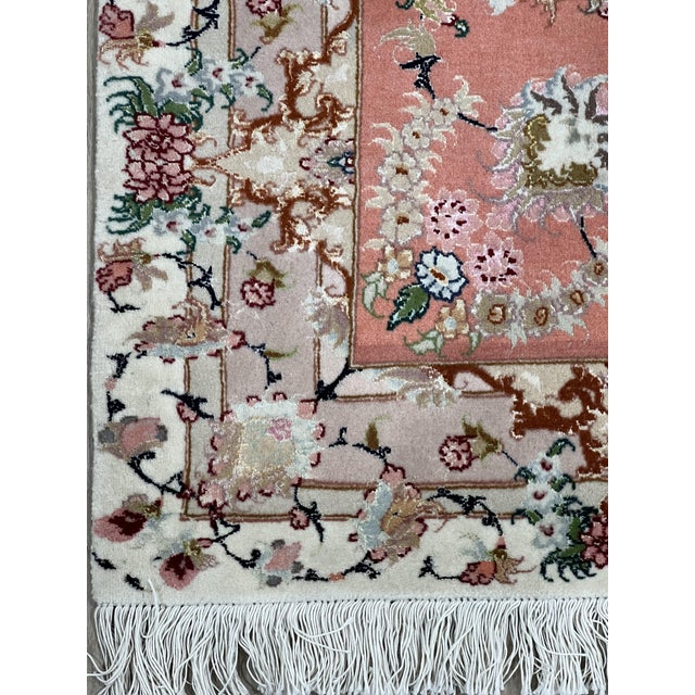1980s Fine Persian Tabriz Wool & Silk Rug 9’11” X 13’2” For Sale - Image 5 of 5
