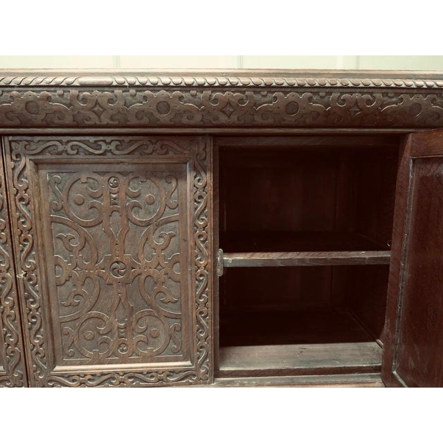 Gothic Credenza in Carved Golden Oak For Sale - Image 5 of 8