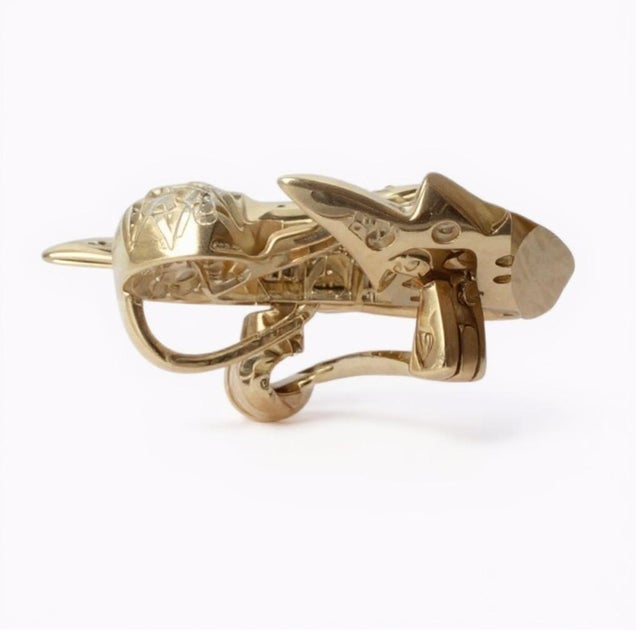 Contemporary Vintage 14k Yellow Gold Swan Brooch With Diamonds and Rubies For Sale - Image 3 of 12