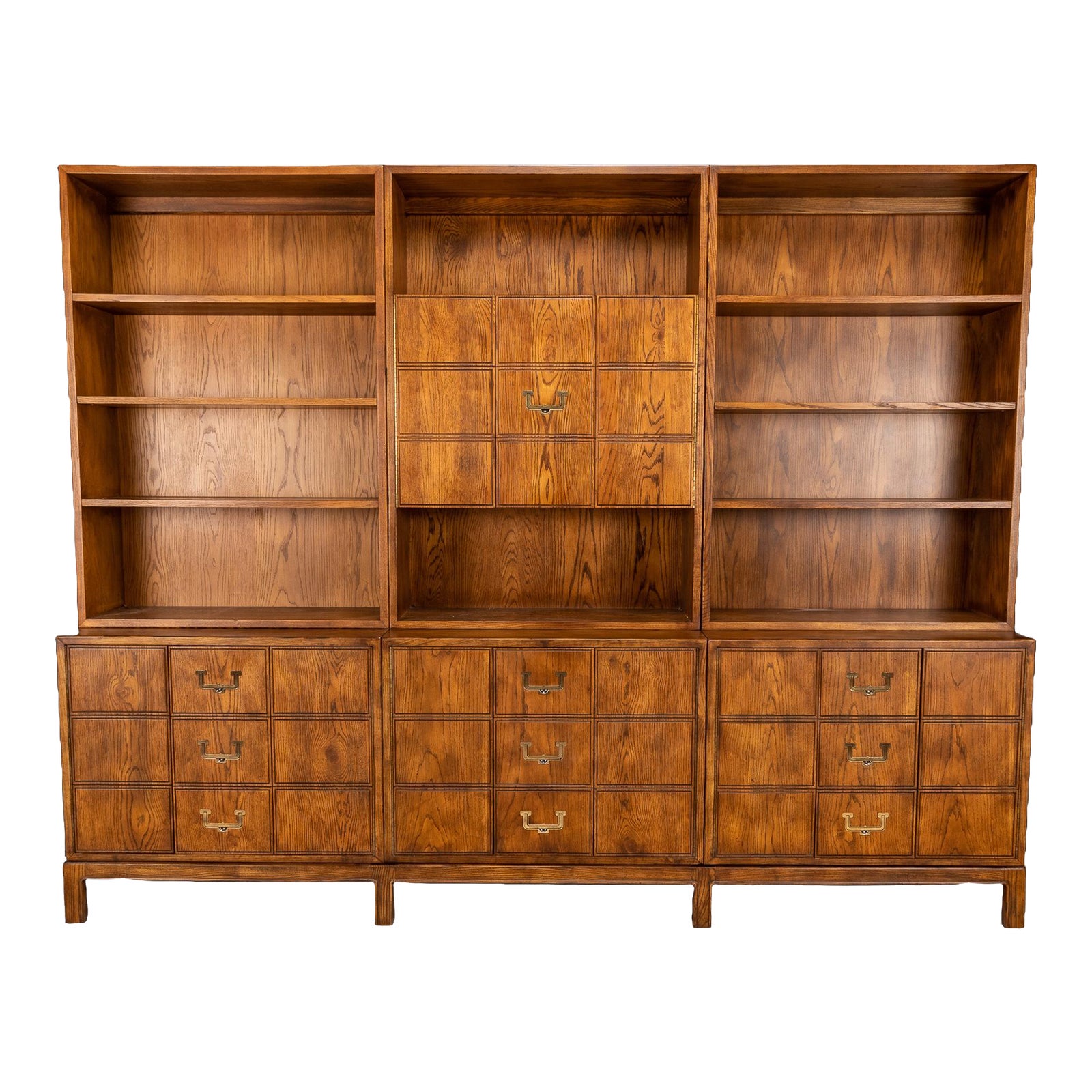 1978 Henredon Artefacts Campaign Style Console Bookshelf Storage