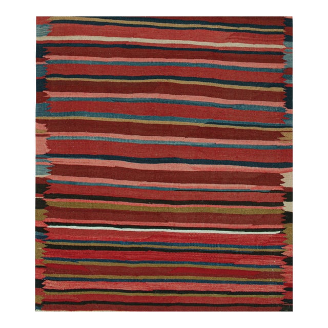 Vintage Persian Karadagh Tribal Kilim in Polychromatic Stripes by Rug & Kilim-5'x5'10'' For Sale