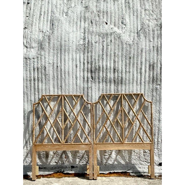 Vintage Regency Washed Chinese Chippendale Twin Headboards - Set of 2 For Sale In West Palm - Image 6 of 8