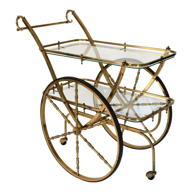 Vintage Brass & Glass Bar Cart Chairish