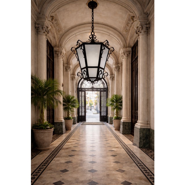 Large Iron and Opaline Glass Lanterns, 1930s, Set of 2 For Sale - Image 6 of 6