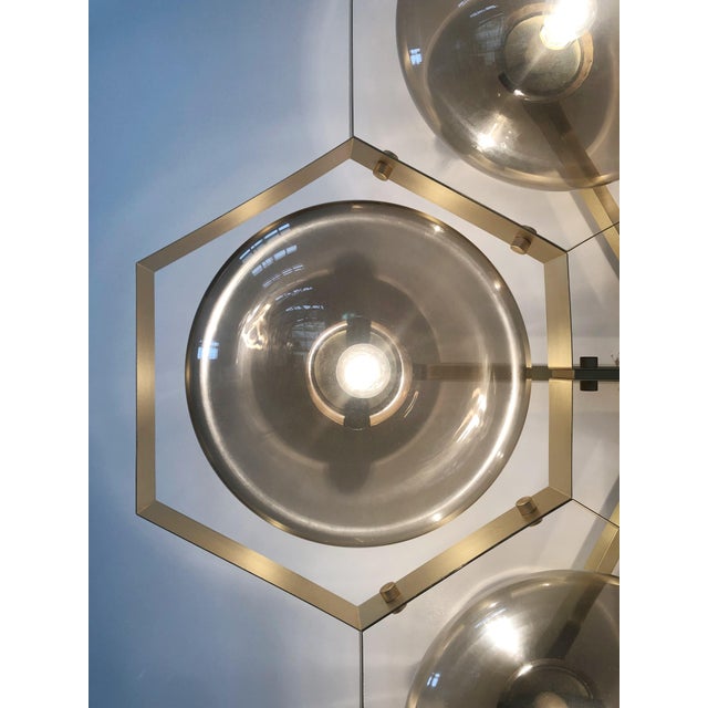 21st Century Hive Satin Brass Smoky Murano Flush Mount by Fabio LTD For Sale - Image 11 of 11