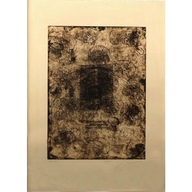 Unique silkscreen of Bay Area artist Michael Pauker (American, b.1957) "brainiac" series titled "Sesos." Circa 2010....